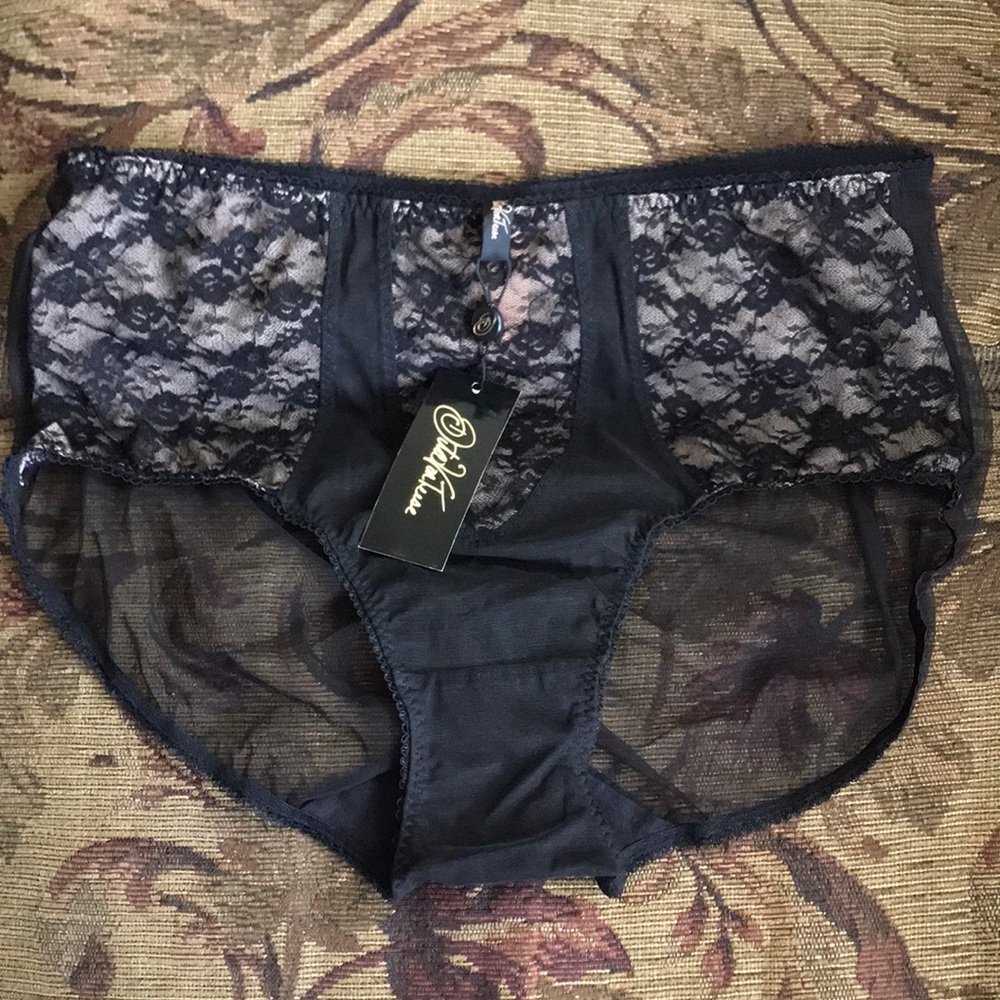 Dita Von Teese Sheer Witchery Black Lace Full High Waist Control Brief Underwear